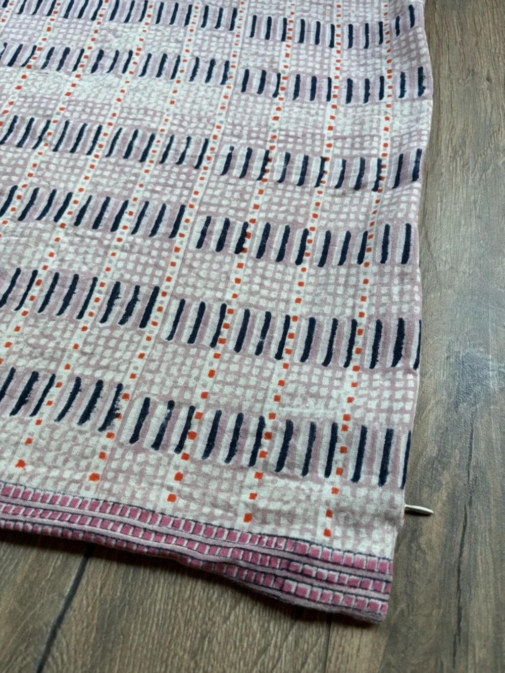 West Elm 20x20 Abstract Block Print Pillow Cover Pink Navy Linen Cotton Accent